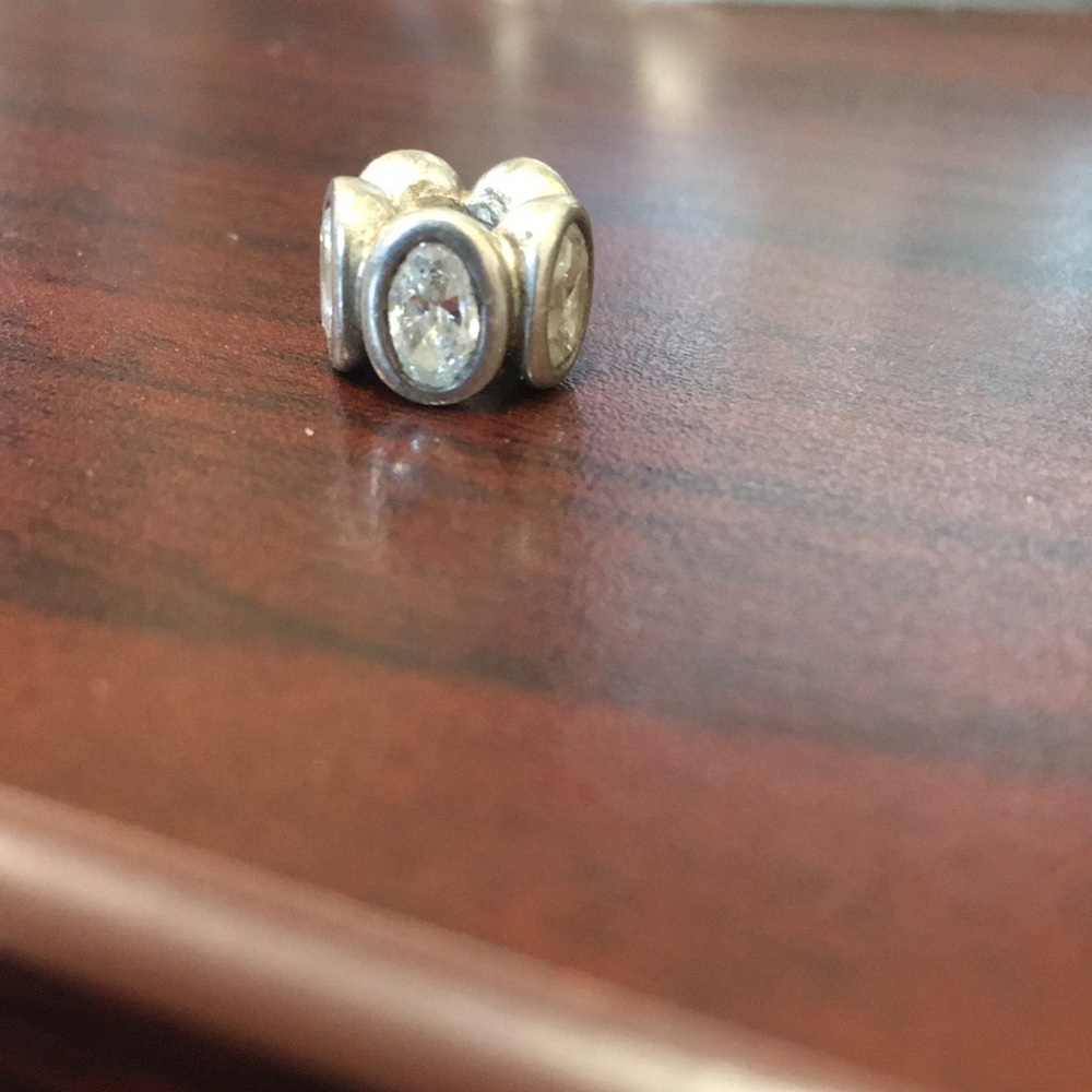 Pandora clear gem/Sterling silver charm.